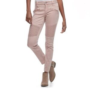 Tinseltown Juniors 7 Blush Pink Moto Style Skinny Jeans